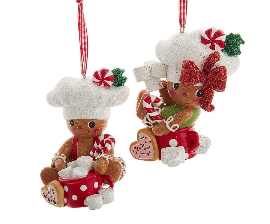 Gingerbread | Kurt Adler Kurt Adler 3.75" Gingerbread Boy Girl Cocoa Marshmallow H5626