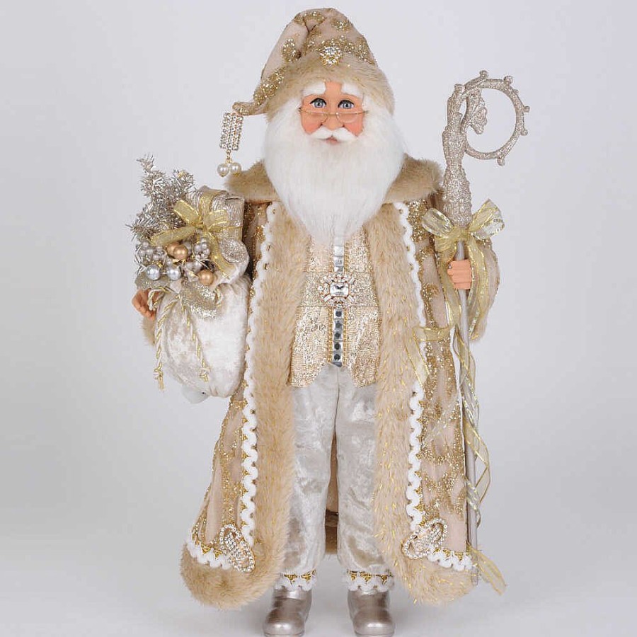 Santa Claus | Karen Didion Karen Didion Originals Lighted Ivory & Gold Elegance Santa Cc18-51