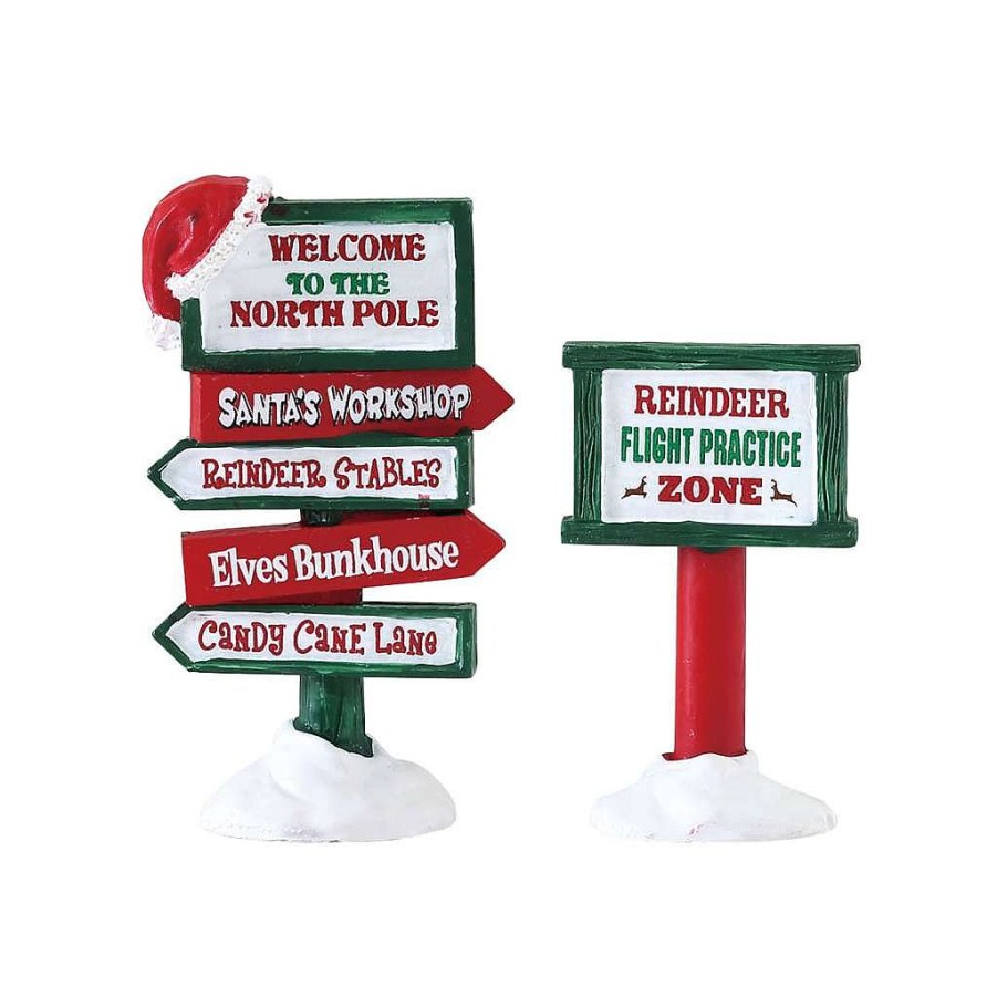 Christmas Villages | Lemax Lemax Village 74325 North Pole Signs, Set Of 2 74325