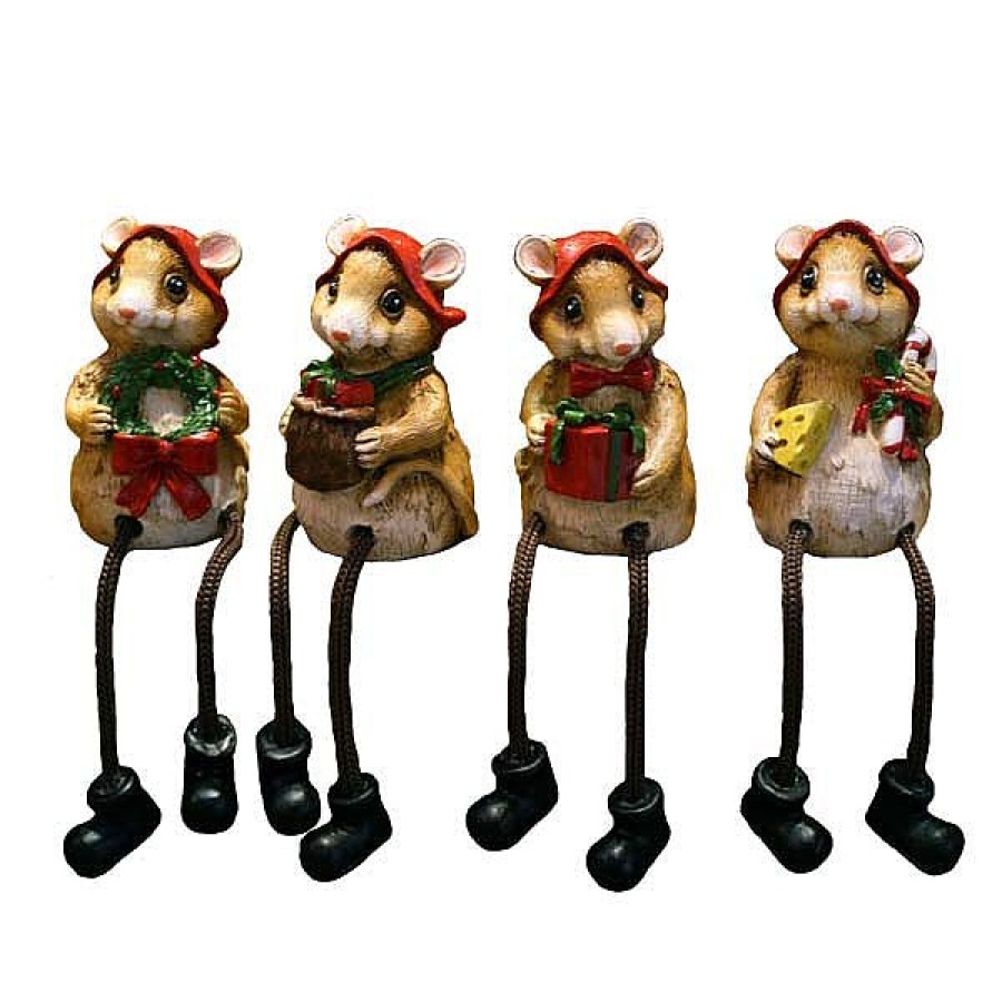 Traditional | Willow Brooks Willow Brooks Secret Christmas Mouse Sitting On Shelf 4 Assorted Wb1200