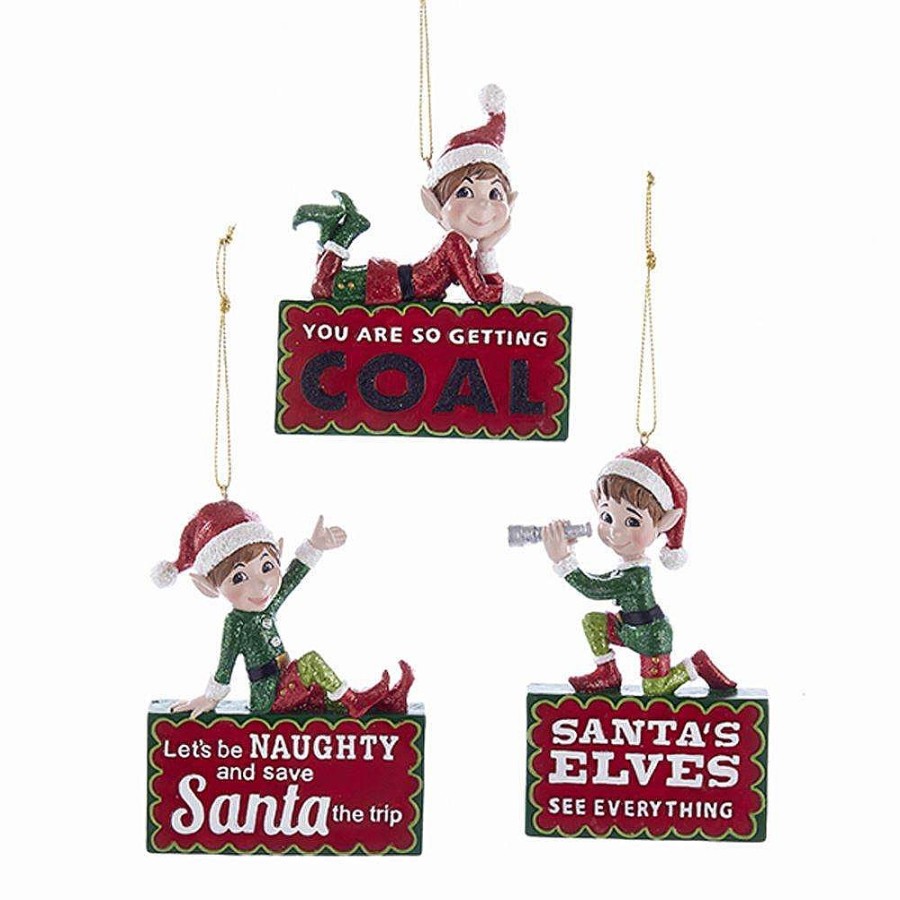 Christmas Tree | Kurt Adler C7966 Kurt S. Adler Naughty Elf Ornament 3 Assorted