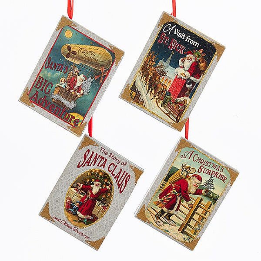 Traditional | Kurt Adler Kurt S. Adler Nyc C6853 Vintage Santa Old Fashion Book 4 Assorted