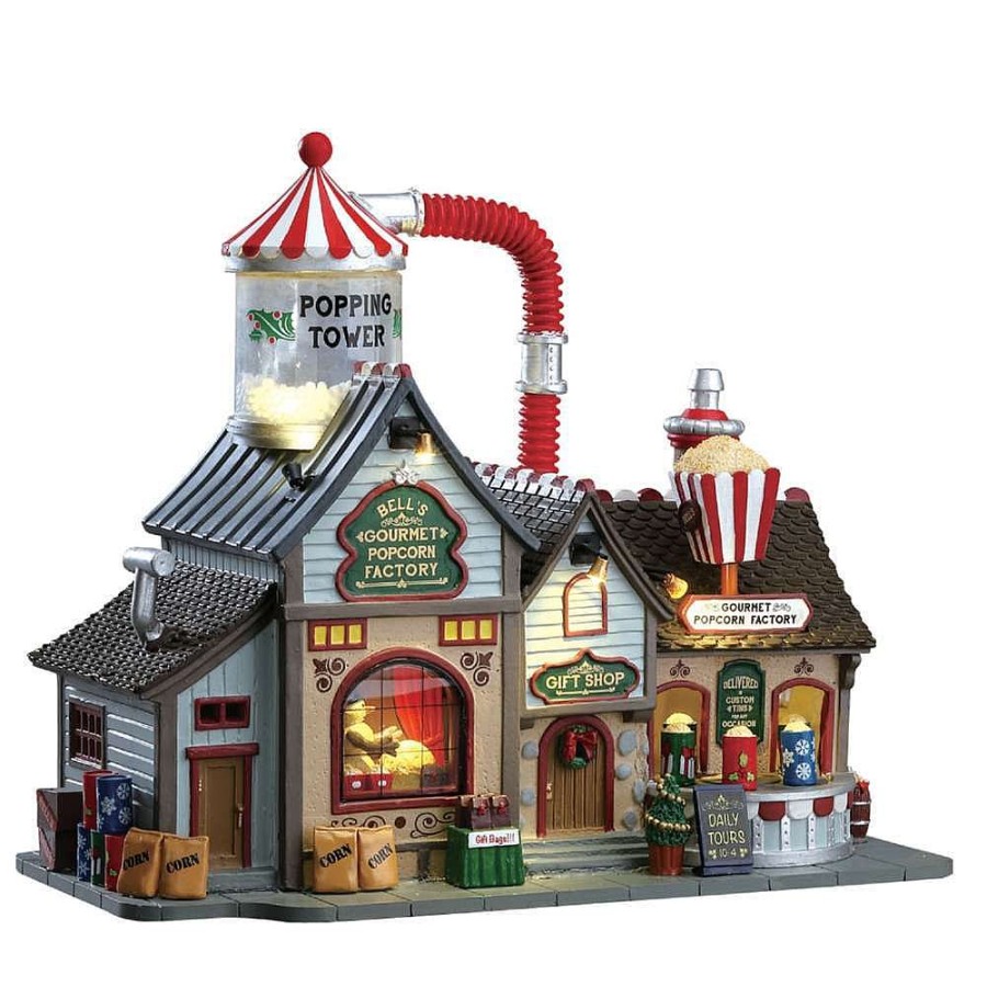 Christmas Villages | Lemax Lemax Bell'S Gourmet Popcorn Factory, With 4.5V Adaptor 75188 Lemax Harvest Crossing