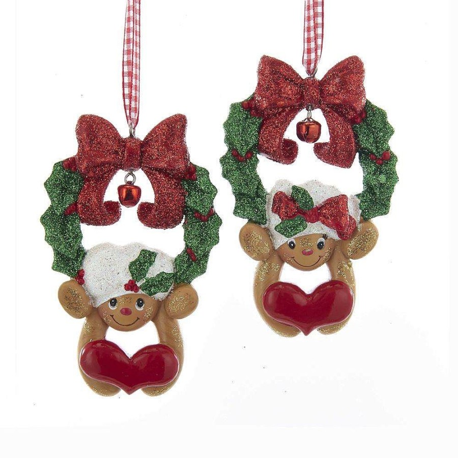 Christmas Tree | Kurt Adler H5525 Kurt S. Adler Gingerbread Boy & Girl Wreath 2 Assorted