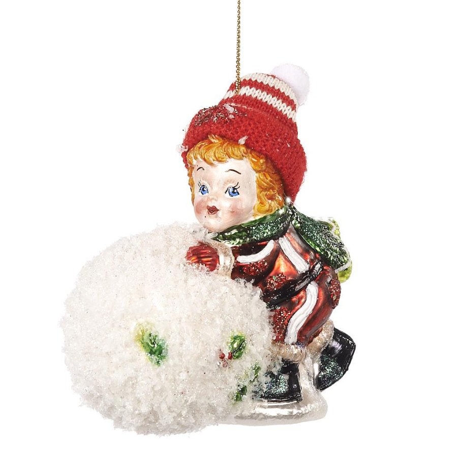 Glass Baubles | Goodwill Glass Kid With Snow Ball Ornament Tr 27001