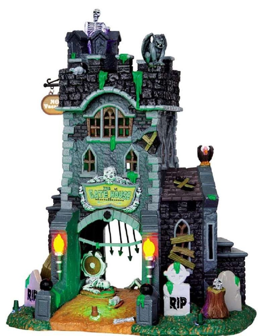 Halloween Villages | Lemax Lemax The Gate House At Haunted Meadows, With 4.5V Adaptor 45663 Lemax Spooky Town