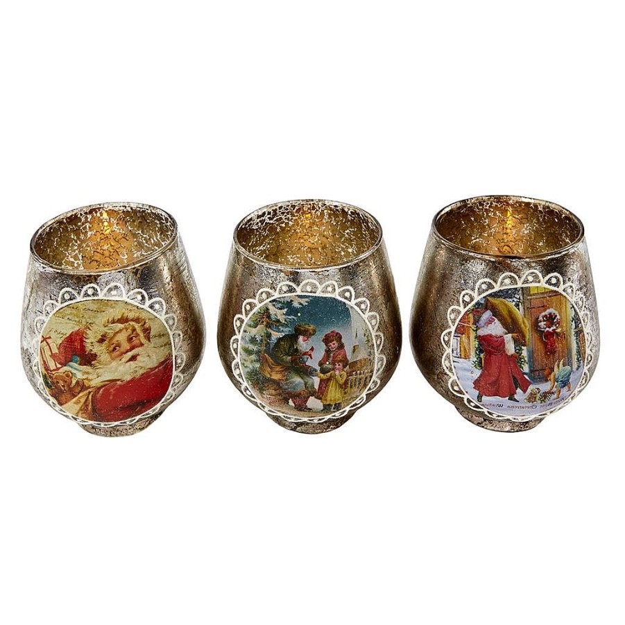 Christmas Tree | Goodwill Glass Antique Santa Votive 3 Assorted Mc 18105