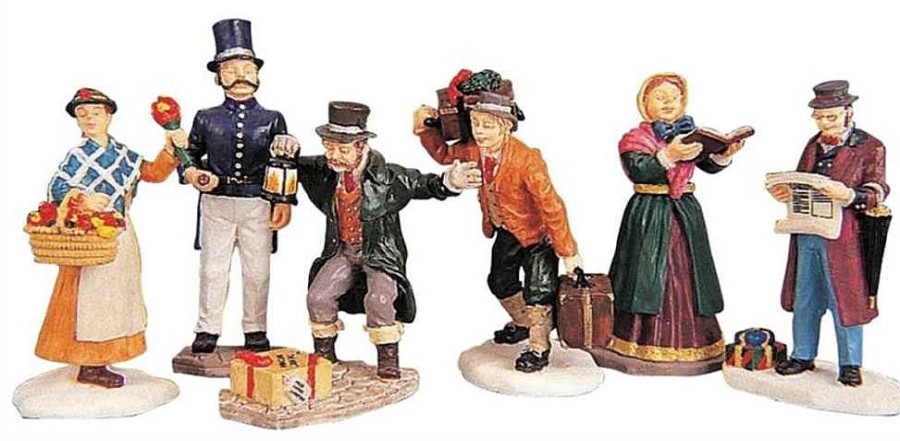 Christmas Villages | Lemax Lemax Townsfolk Figurines Set Of 6 92355 - Lemax Caddington Village