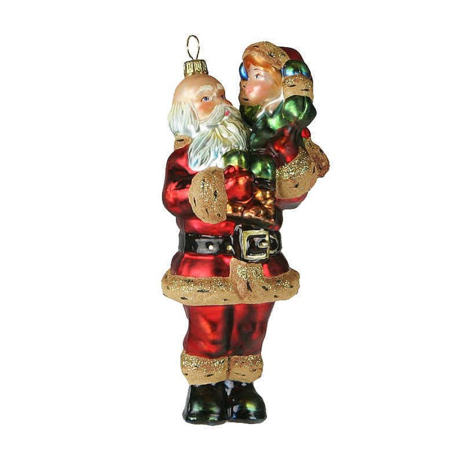 Glass Baubles | Komozja Famiily Mostowski Komozja Santa Carrying By A Child - Glass Bauble Handmade In Poland