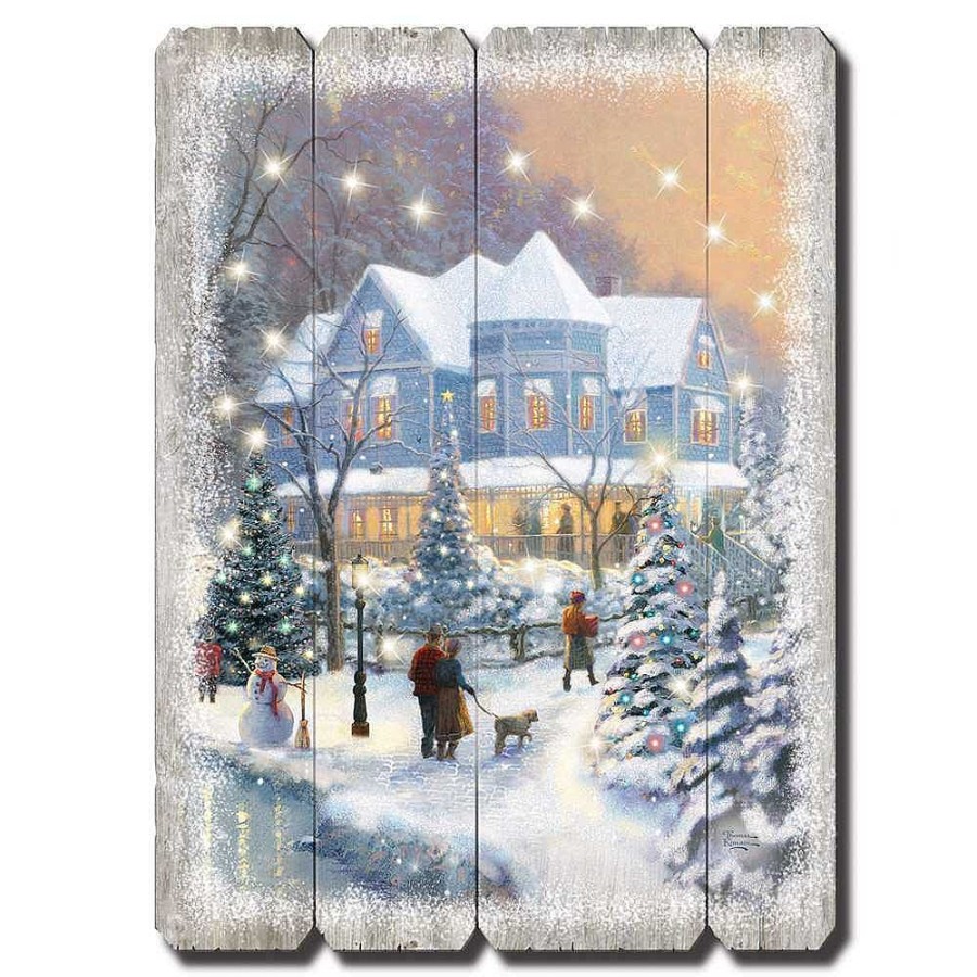 Home Decors | Thomas Kinkade Thomas Kinkade Starlit Winter Night Wall D Cor 01-25658-001 Bradford Exchange