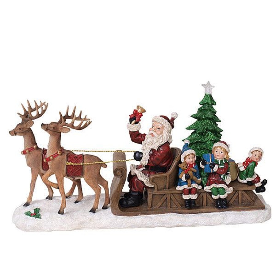 North Pole | Willow Brooks Willow Brooks Secret Christmas Santa On Sleigh W/Children And 2 Reindeers