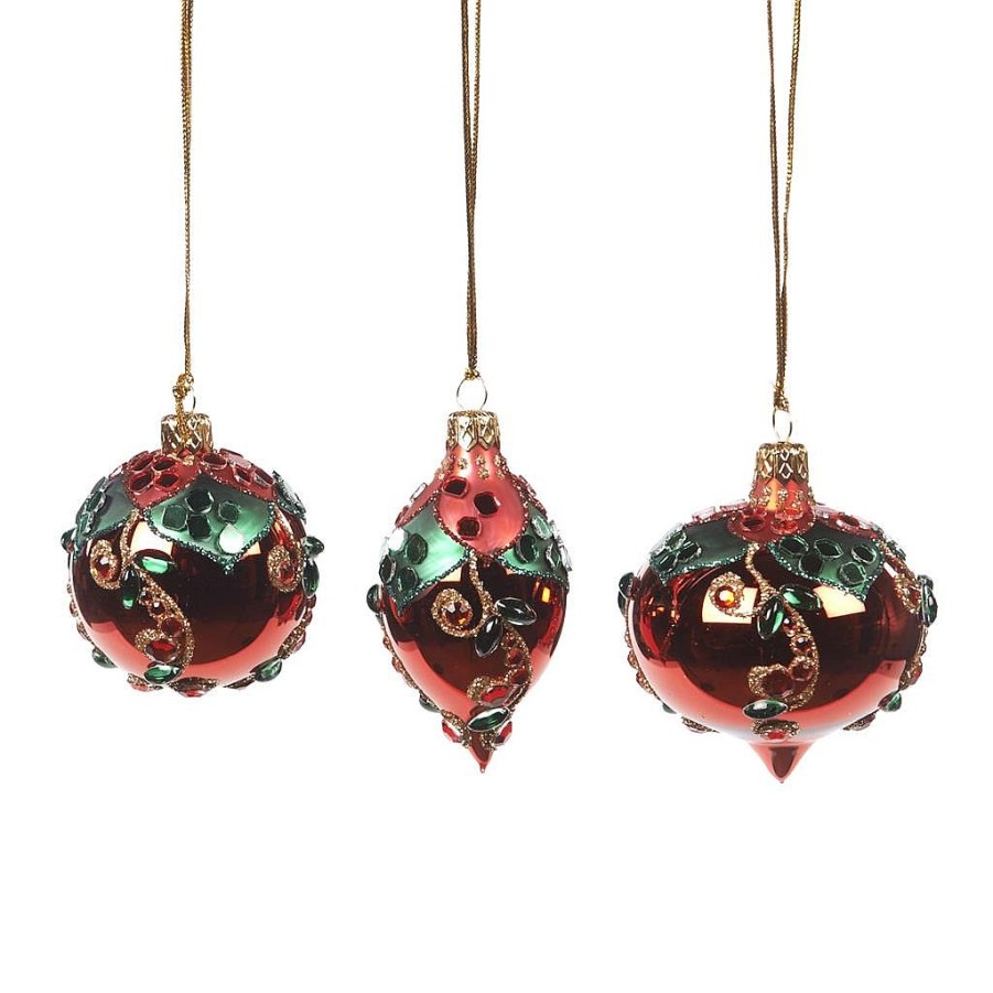 Glass Baubles | Goodwill Glass Mini Floral Ball Ornament 3 Assorted L 20184