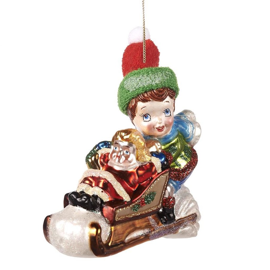 Christmas Tree | Goodwill Glass Kid With Sleigh Ornament Tr 27002