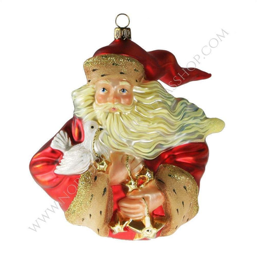 Glass Baubles | Komozja Famiily Santa With Embroidered Robe Komozja Family Mostowski - Glass Bauble Handmade In Poland