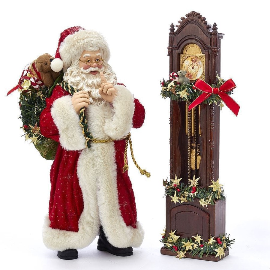 Santa Claus | Kurt Adler Kurt Adler Nyc Fa0115 Fabrich Santa With Clock, 2-Piece Set