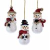 Christmas Tree | Kurt Adler Kurt Adler Nyc J7378 Glittered Snowman Ornaments, 3 Assorted