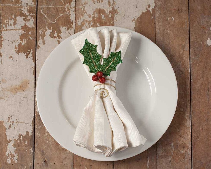 Traditional | Bethany Lowe Tf8627 Bethany Lowe Holly Leaf Napkin Ring