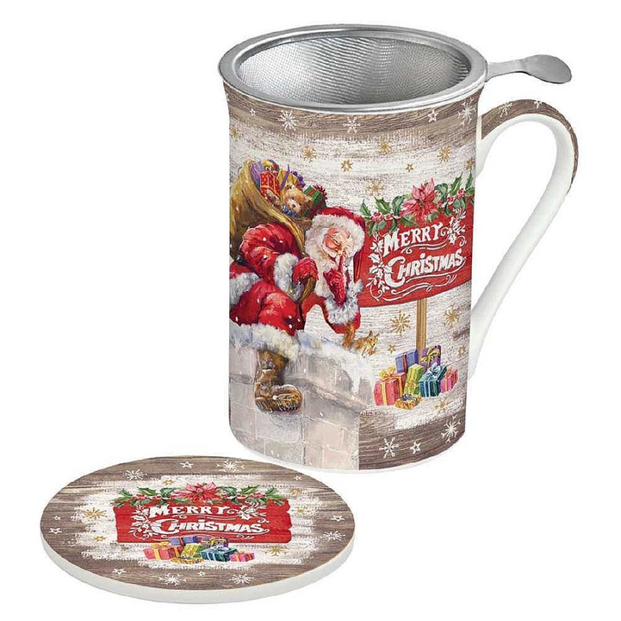 Tableware | Easy Life Christmas Tableware: Fine China Mug With Lid And Metal Infuser