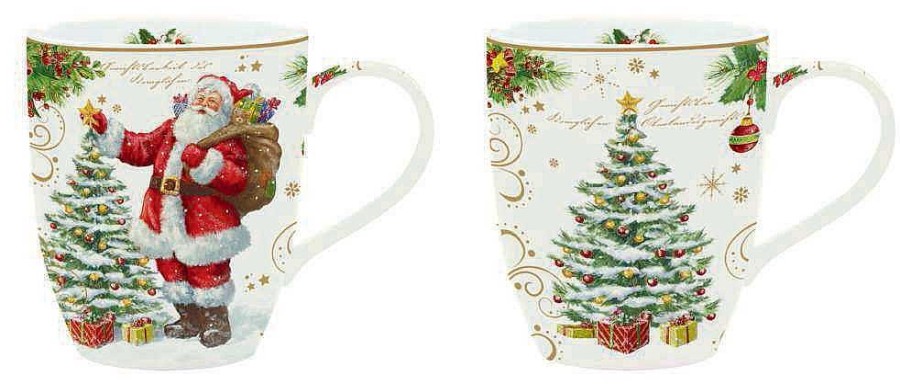 Tableware | Easy Life Christmas Tableware: Set 2 Assorted Mugs In High Quality Fine China