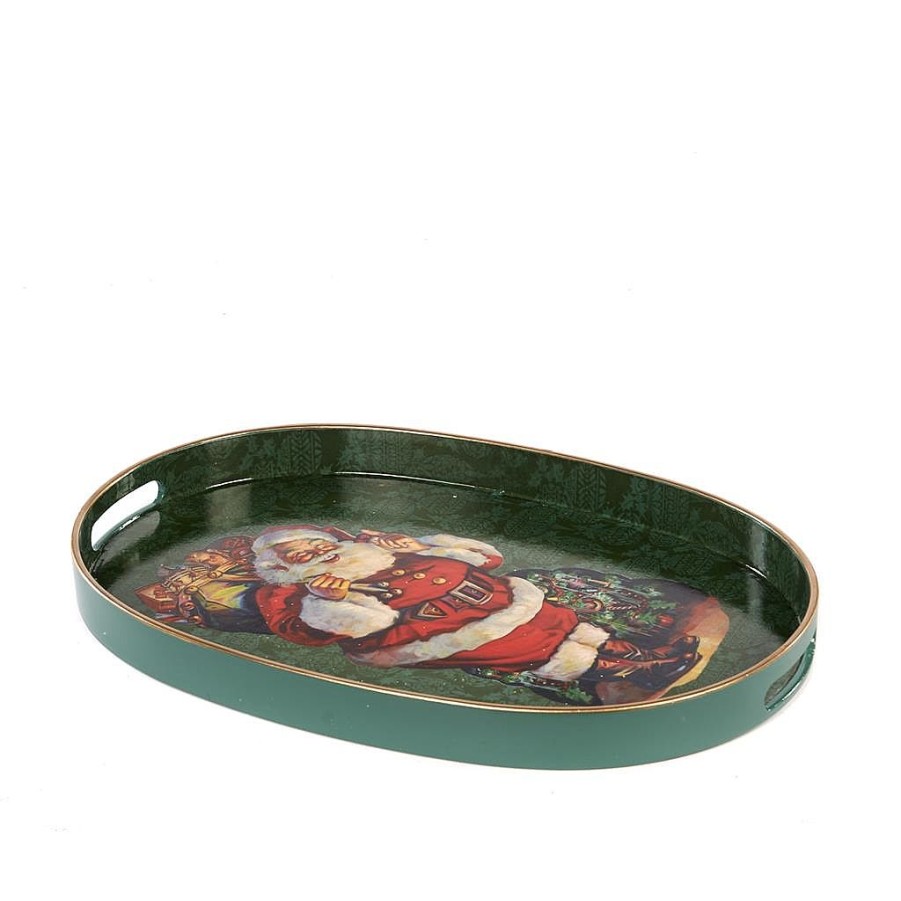 Home Decors | Goodwill Oval Santa With Toys Tray Y 61323