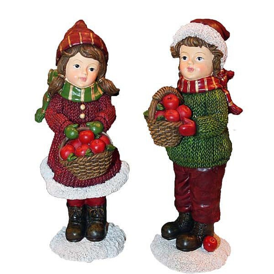 Traditional | Willow Brooks Willow Brooks Secret Christmas Red And Green Boy And Girl W/Berries 2 Assorted