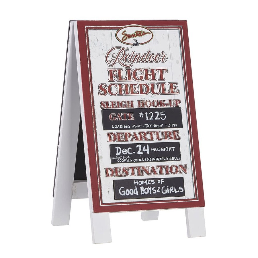 Home Decors | Raz Imports Raz Imports 12Inch Reindeer Flight Schedule Sandwich Board 4116213