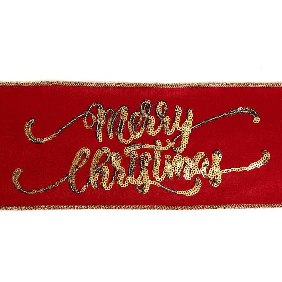 Fabric | Katherine Collection Katherine'S Collection Merry Christmas Ribbon Red/Gold L05-805390 L05-805390