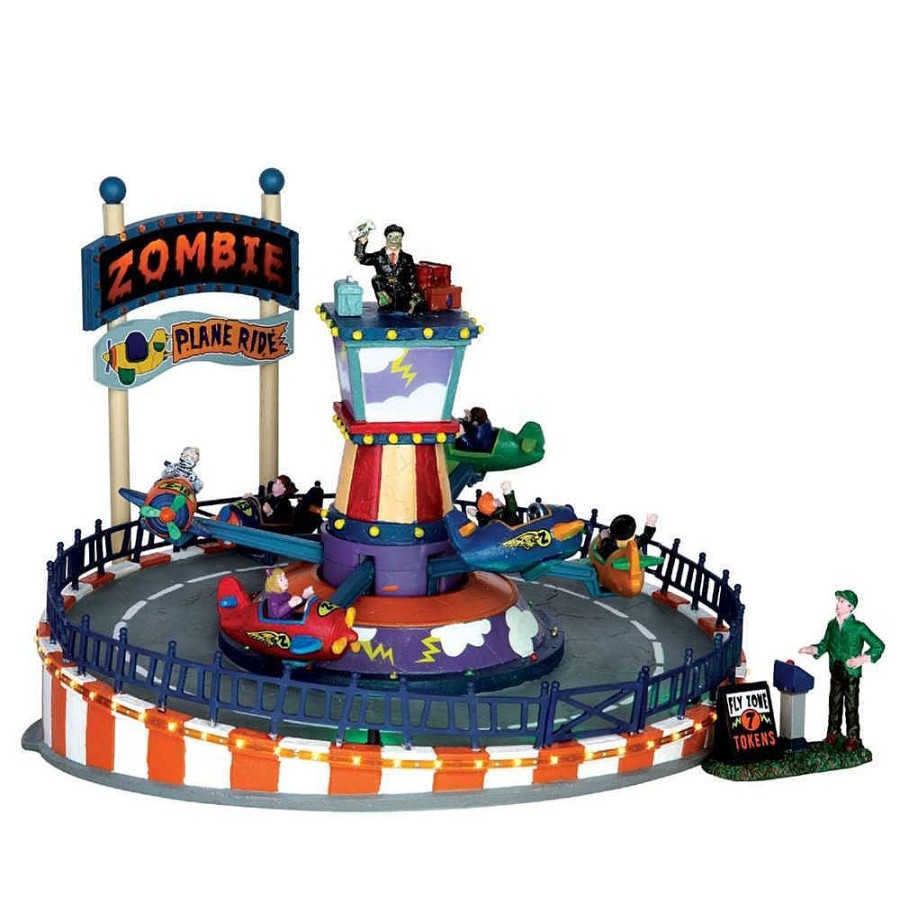 Halloween Villages | Lemax Lemax Zombie Plane Ride, With 4.5V Adaptor 64046 Lemax Spooky Town