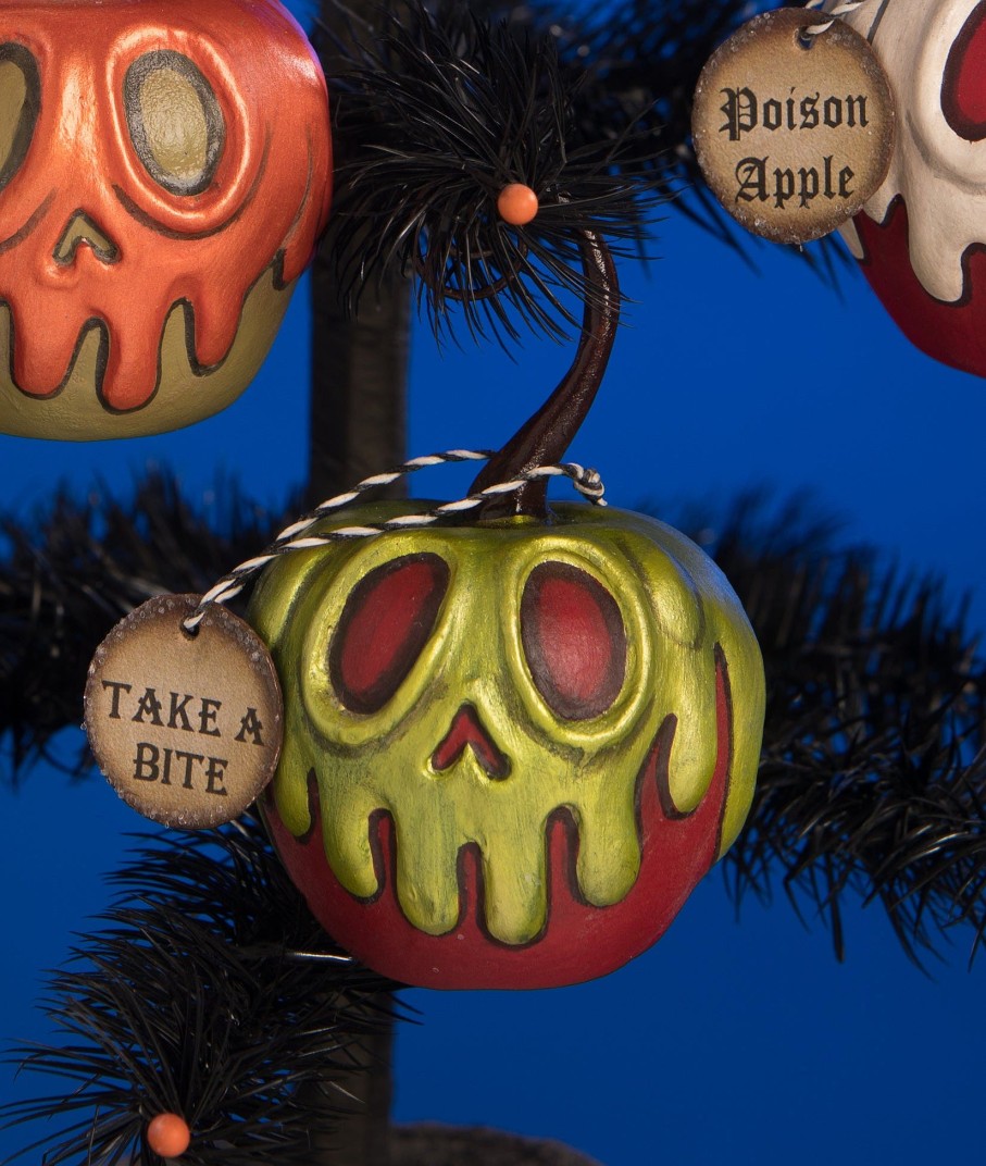 Halloween | Bethany Lowe Red Apple With Green Poison Ornament Mini - Bethany Lowe La2054