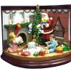 Musical | North Pole Fireplace Santa And Child Music Box