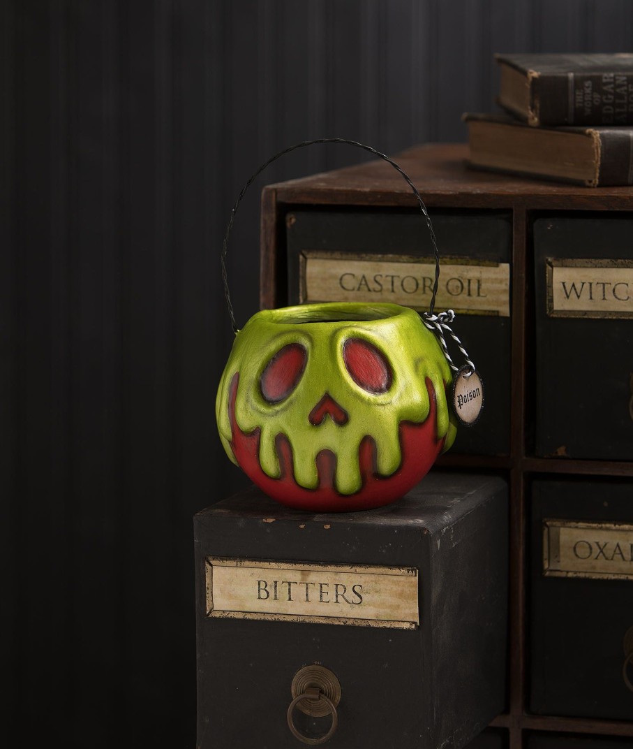 Halloween | Bethany Lowe Small Red Apple With Green Poison Bucket La1389 Bethany Lowe