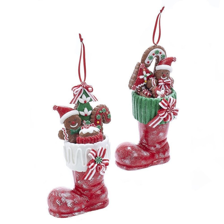 Gingerbread | Kurt Adler Kurt Adler Nyc D3614 Gingerbread Man In Boot Ornaments, 2 Assorted