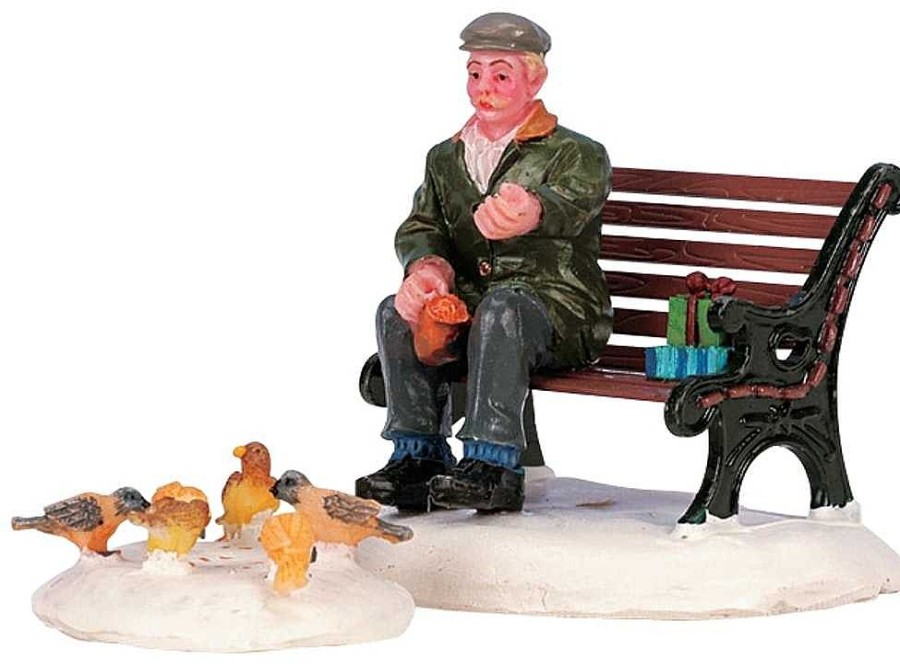 Christmas Villages | Lemax Lemax Feeding Pigeons 42905 - Lemax Caddington Village