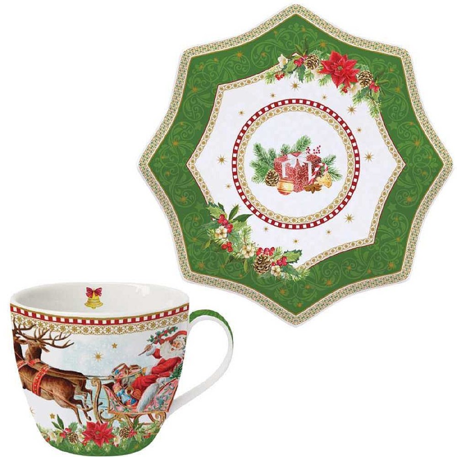 Tableware | Easy Life Christmas Tableware: Tea Cup & Saucer In Porcelain In Colour Box