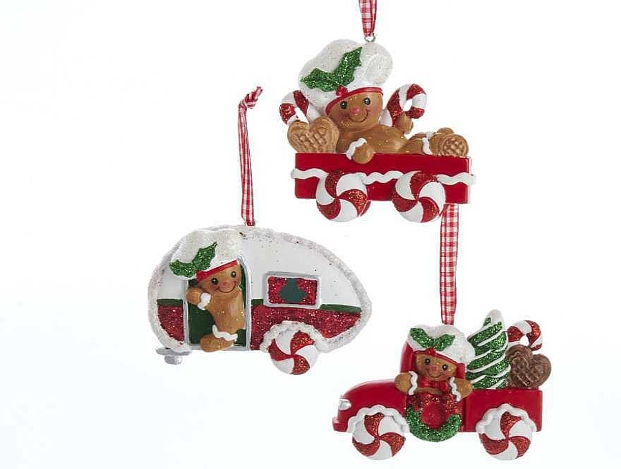 Gingerbread | Kurt Adler Kurt Adler H5552 Gingerbread Wagon Rv Pickup Truck3 Assorted