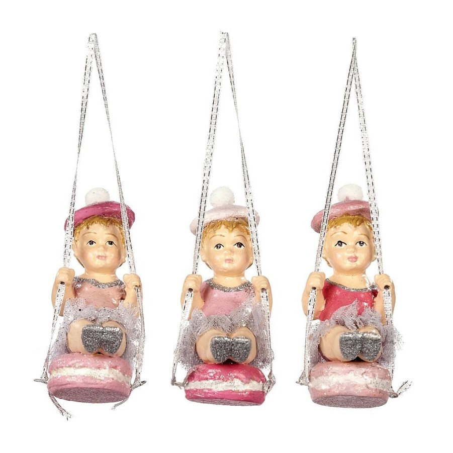 Christmas Tree | Goodwill Girl On Macaron Swinging 3 Assorted B 96355