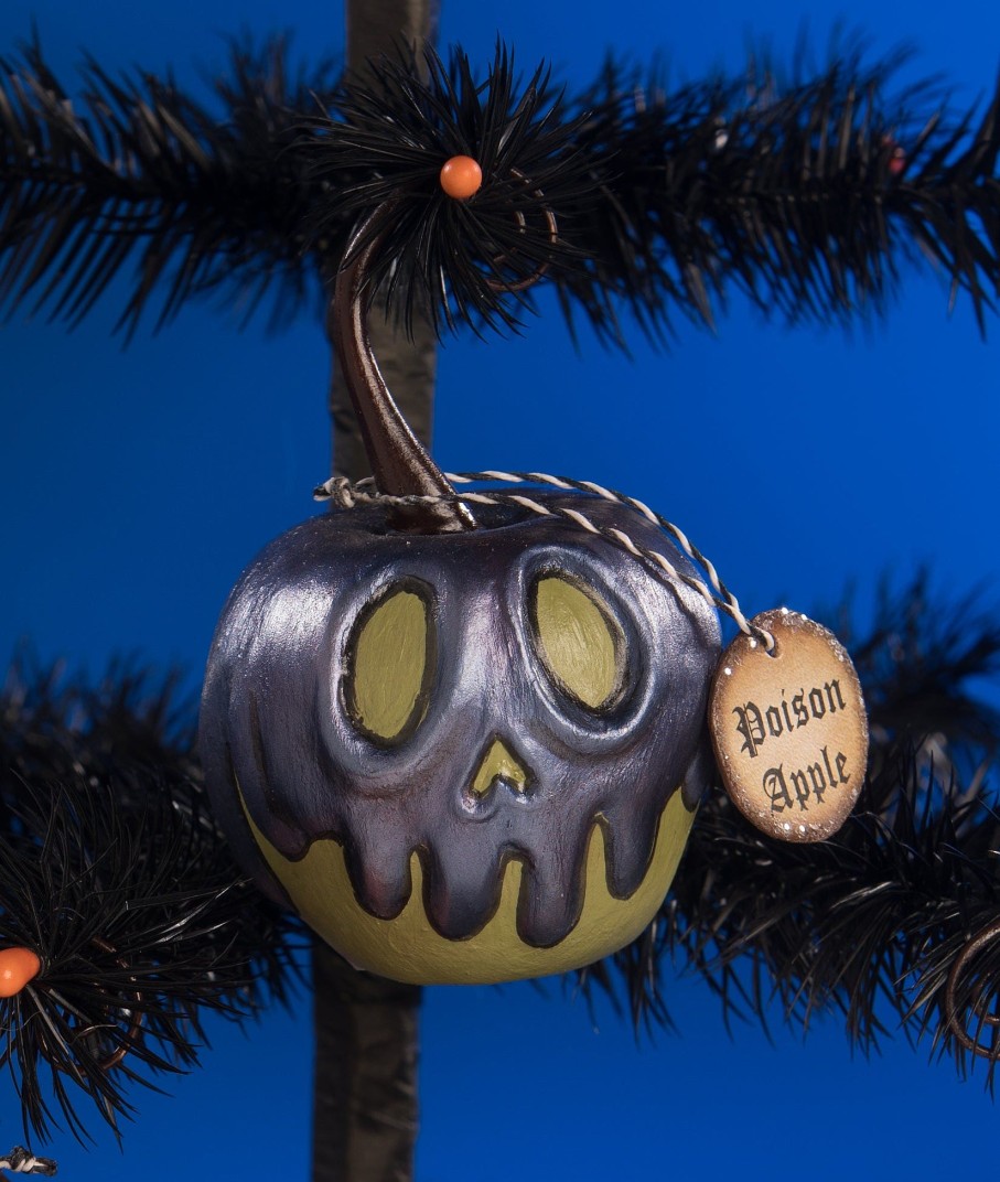 Halloween | Bethany Lowe Green Apple With Purple Poison Ornament Mini