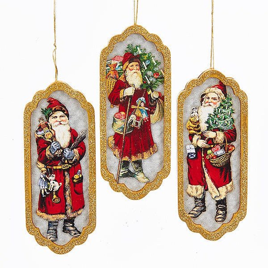 Traditional | Kurt Adler Kurt S. Adler Nyc C6848 Vintag Cranberry Santa Frame 3 Assorted