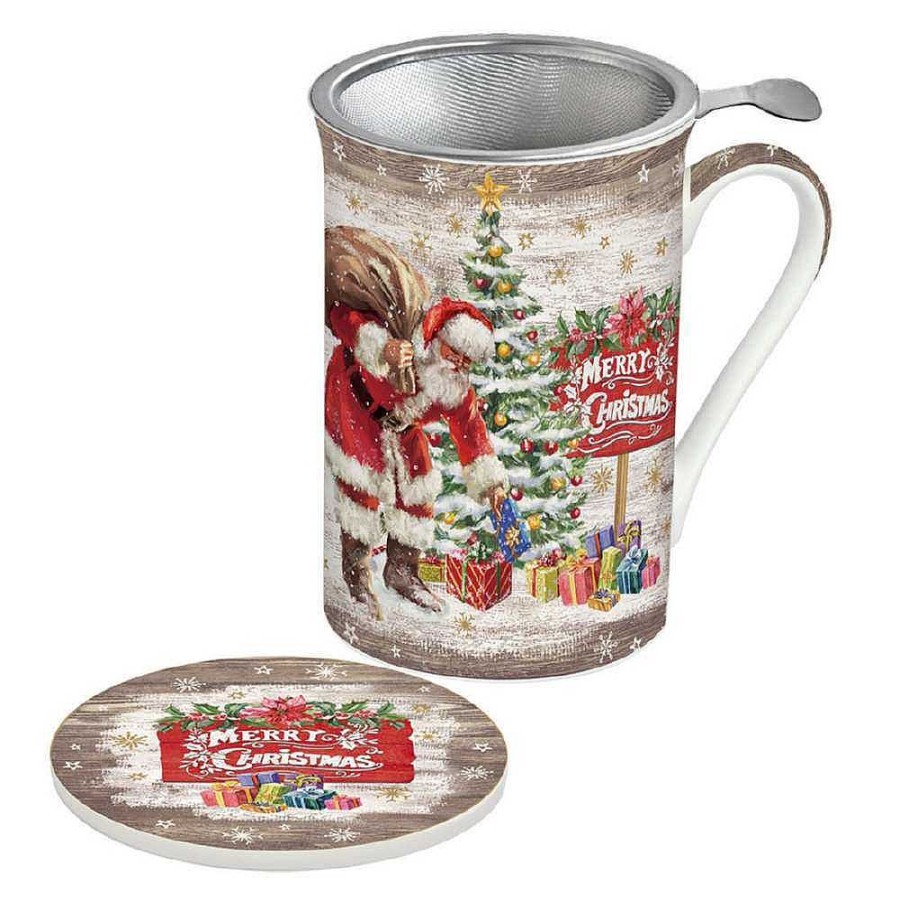 Tableware | Easy Life Christmas Tableware: Fine China Mug With Lid And Metal Infuser