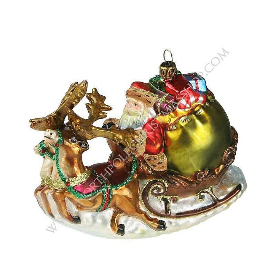 Glass Baubles | Komozja Famiily Komozja Family Mostowski Santa In Sled Wit Reindeer