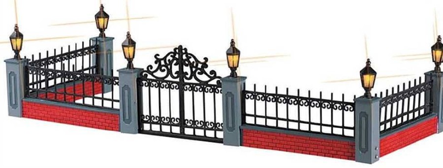 Christmas Villages | Lemax Lemax Lighted Wrought Iron Fence 54303 - Lemax Christmas Village