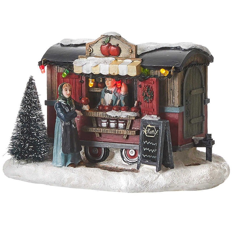 Christmas Villages | Luville Luville Collectables Apple Candy Stall Red Battery Operated 1048477