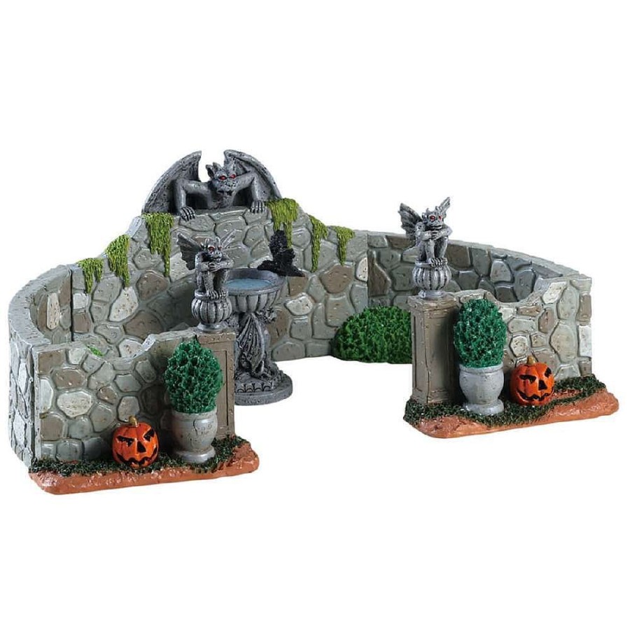 Halloween Villages | Lemax Lemax Grey Gargoyle Gardens, Set Of 6 83350 Lemax Spooky Town