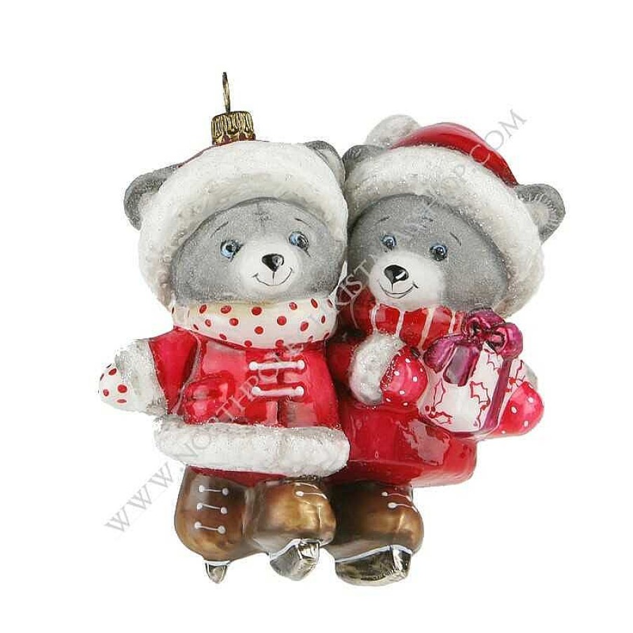 Glass Baubles | Komozja Famiily Komozja Family Mostowski A Pair Of Teddy Bears Skating