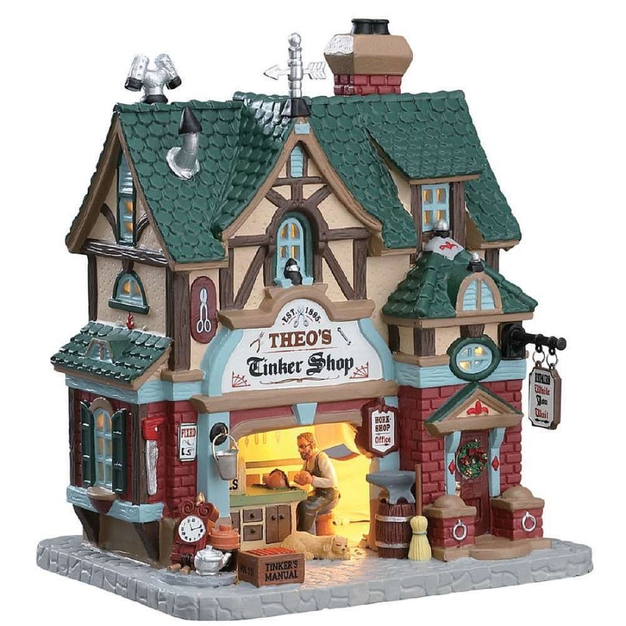 Christmas Villages | Lemax Lemax Theo'S Tinker Shop, B/O Led 75247 Lemax Caddington Village