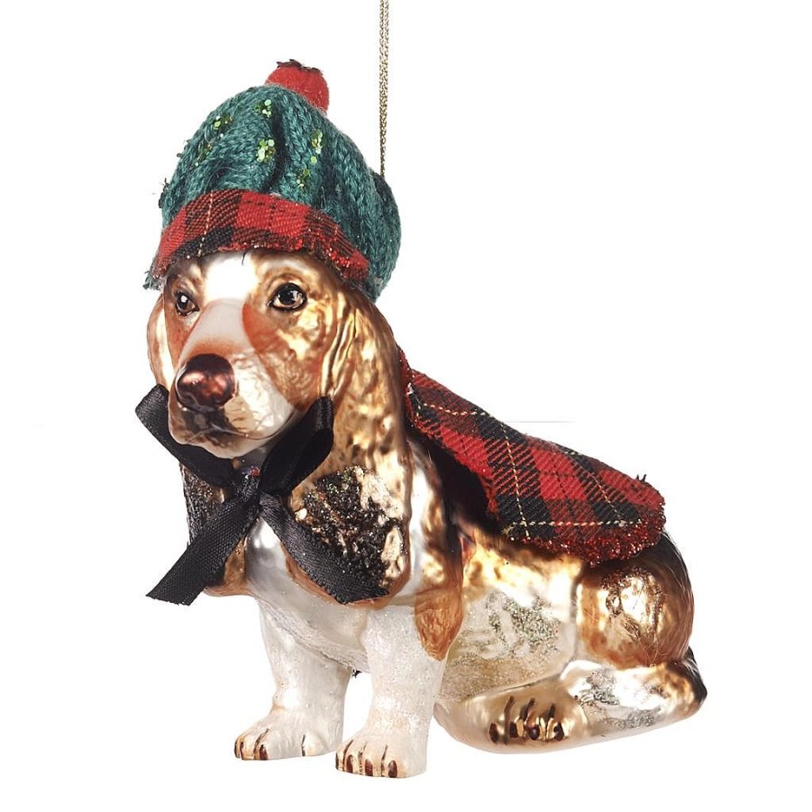 Glass Baubles | Goodwill Glass Tartan Dog Ornament Tr 27062