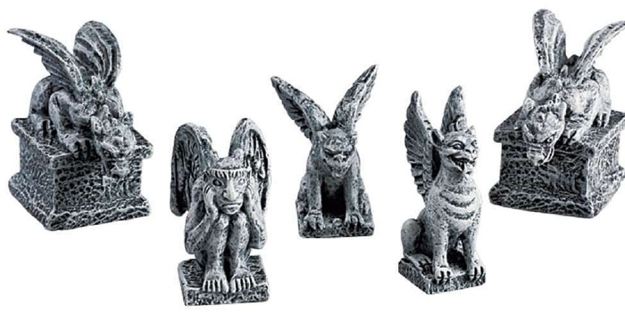 Halloween Villages | Lemax Lemax Gargoyles, Set Of 5 52124 Lemax Spooky Town