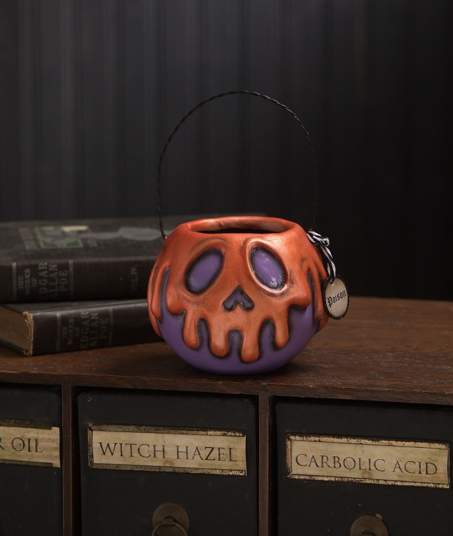 Halloween | Bethany Lowe Small Purple Apple With Orange Poison Bucket La1392 Bethany Lowe