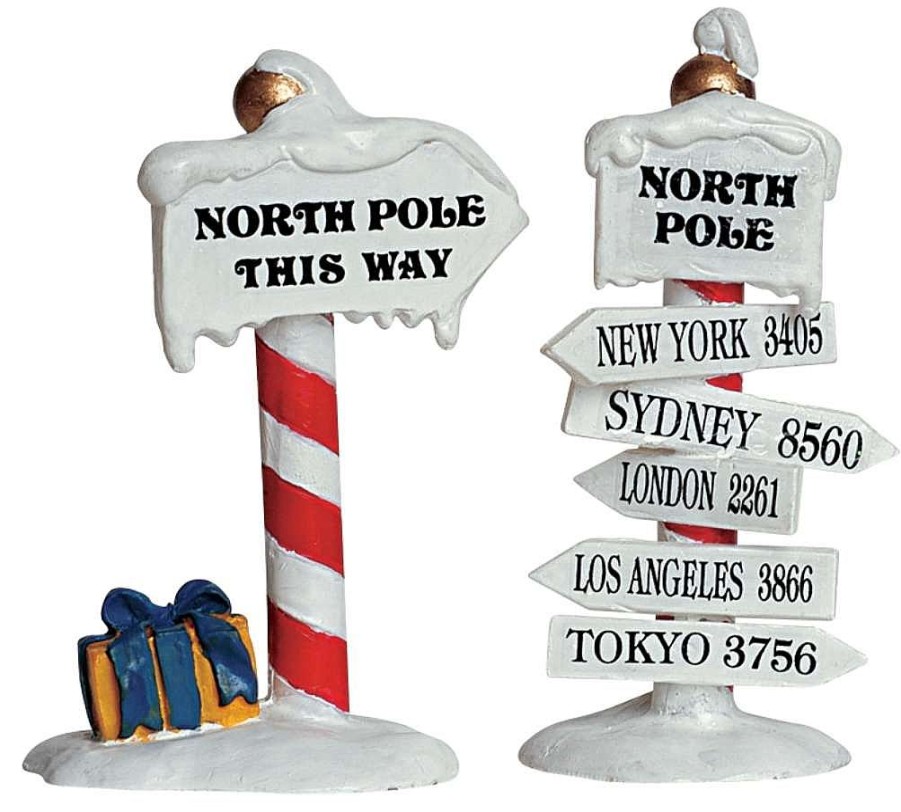 Christmas Villages | Lemax Lemax Village 64455 North Pole Signs, Set Of 2 64455