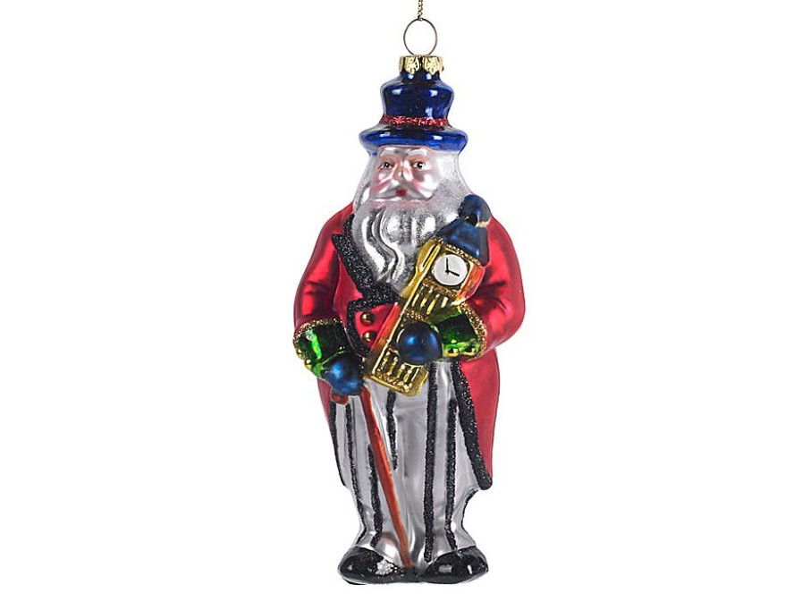 Christmas Tree | Goodwill Glass Santa Holding Big Ben Ornament Tr 17657